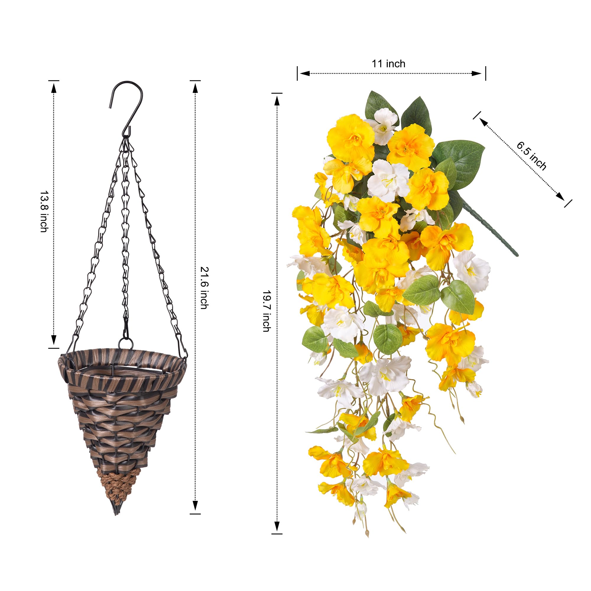 Flexoria Artificial Hanging Plants – UV Resistant Faux Flowers