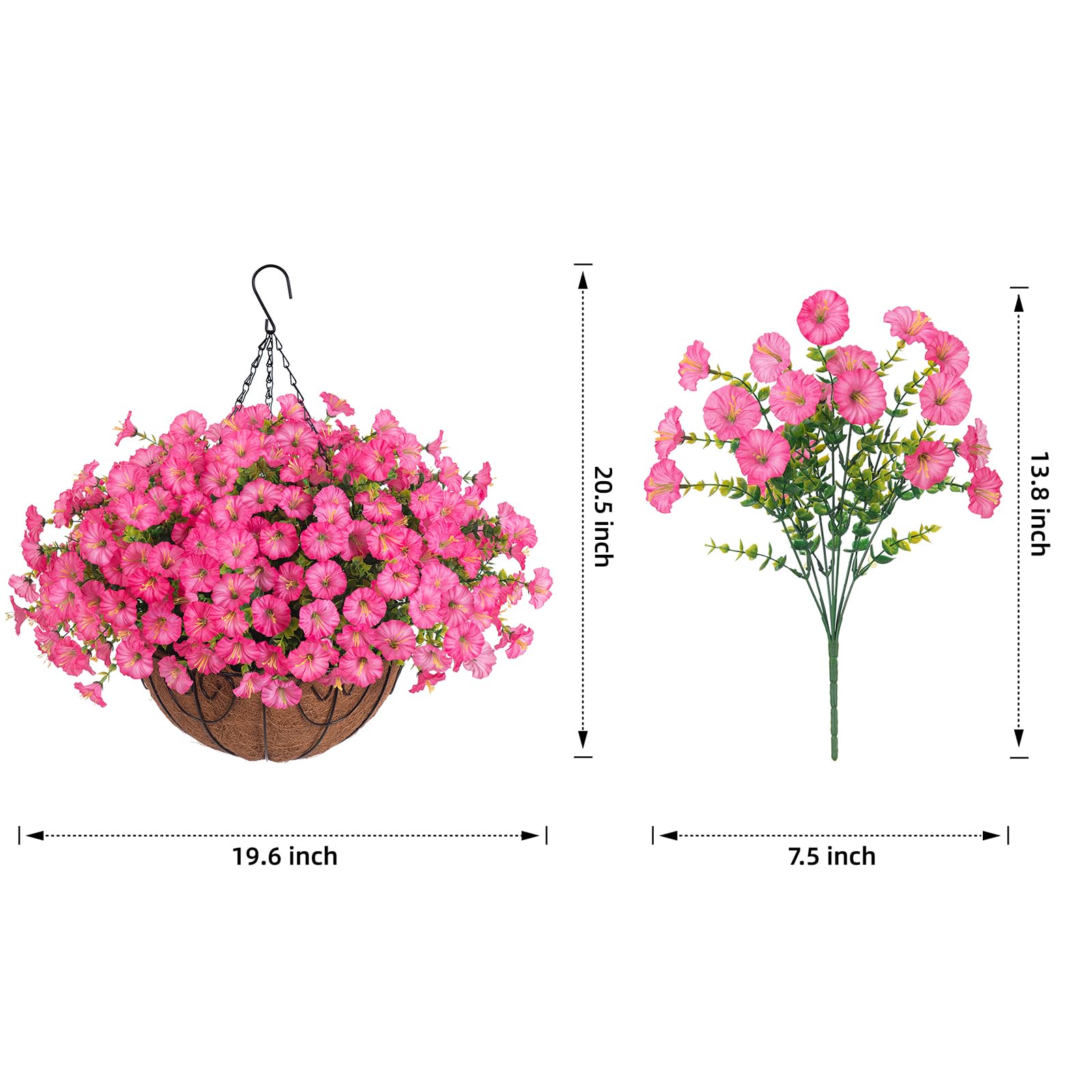 Flexoria Hanging Flower Basket – Faux Morning Glory for Outdoor Decor