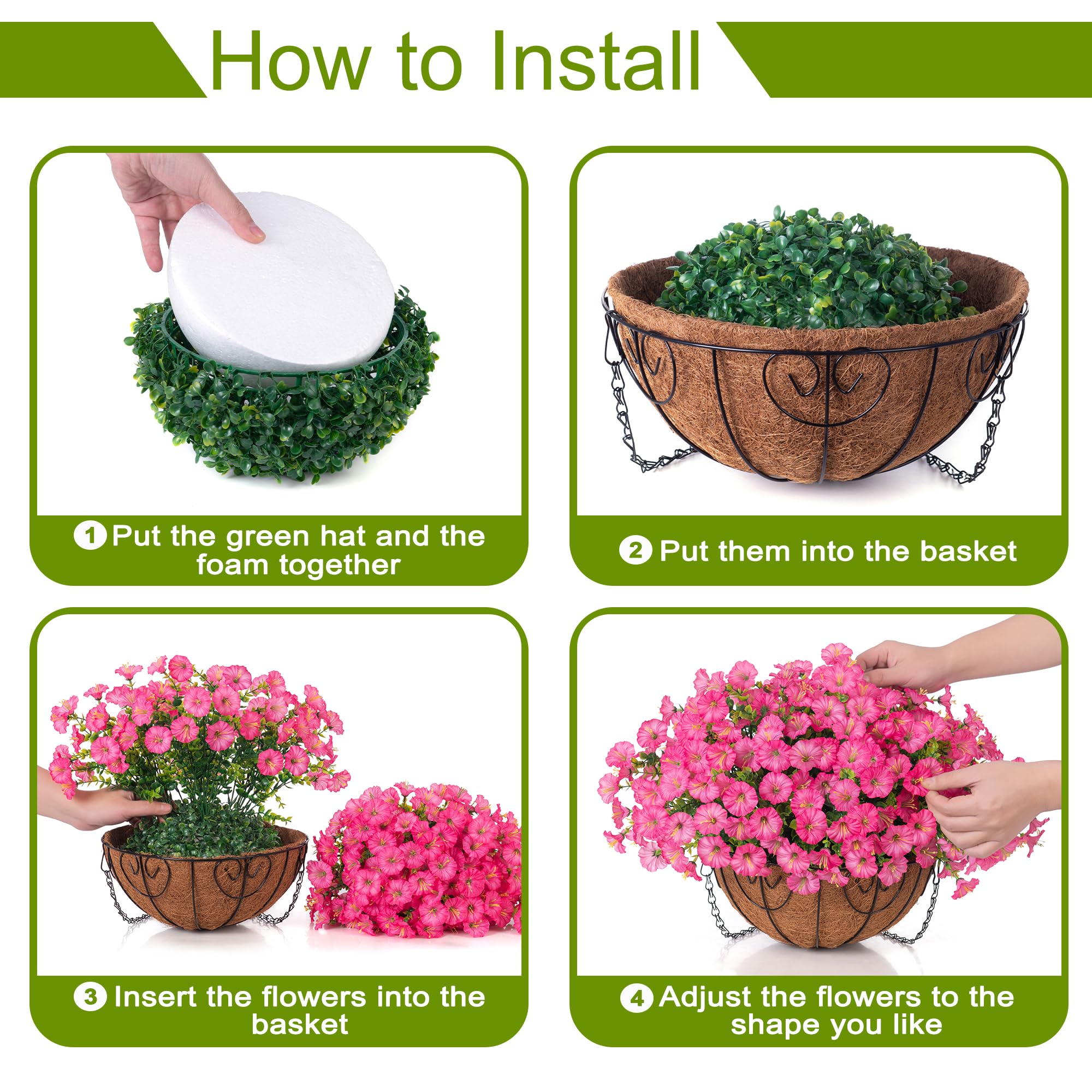 Flexoria Hanging Flower Basket – Faux Morning Glory for Outdoor Decor