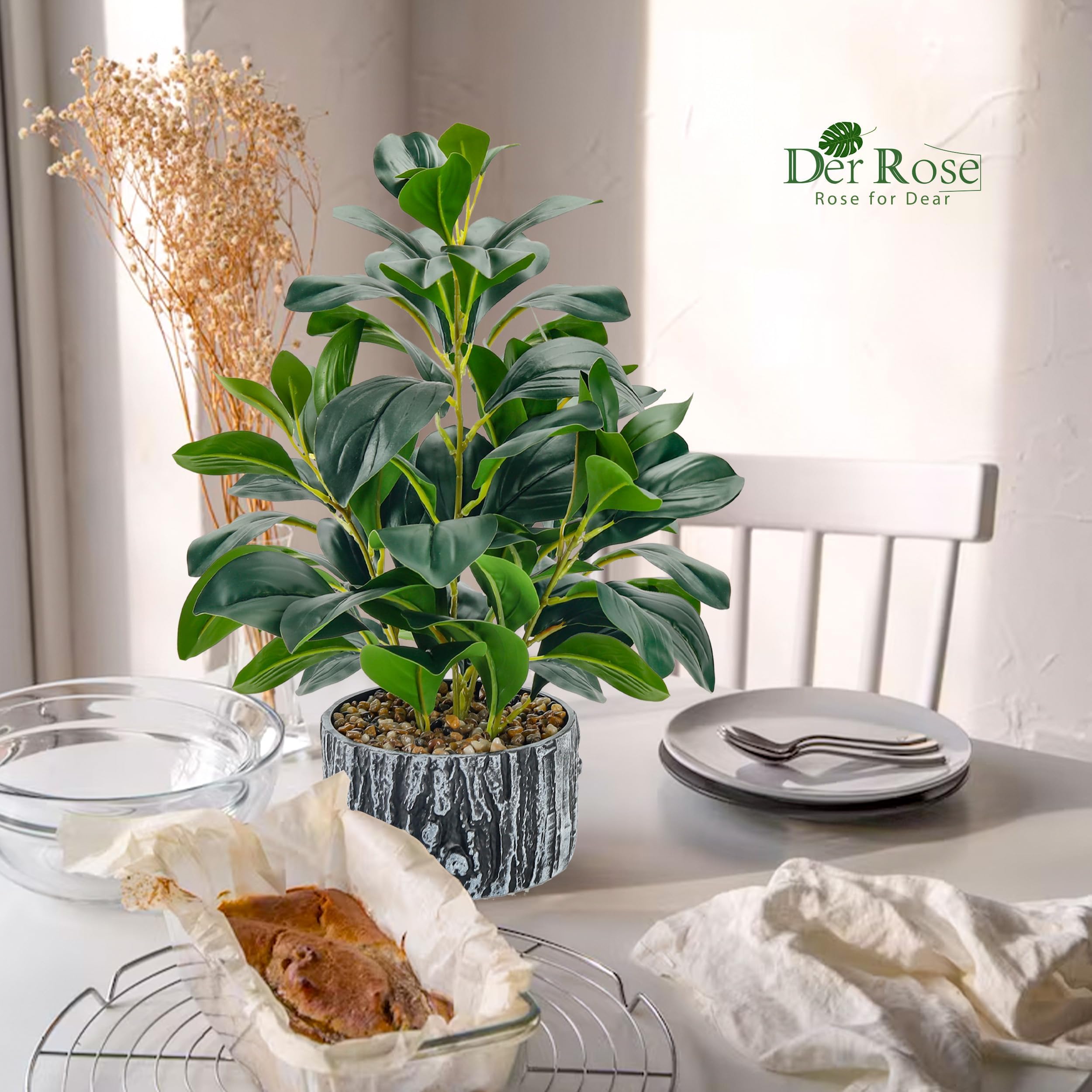 Flexoria Artificial Potted Plants – Striped Pots for Home Decor