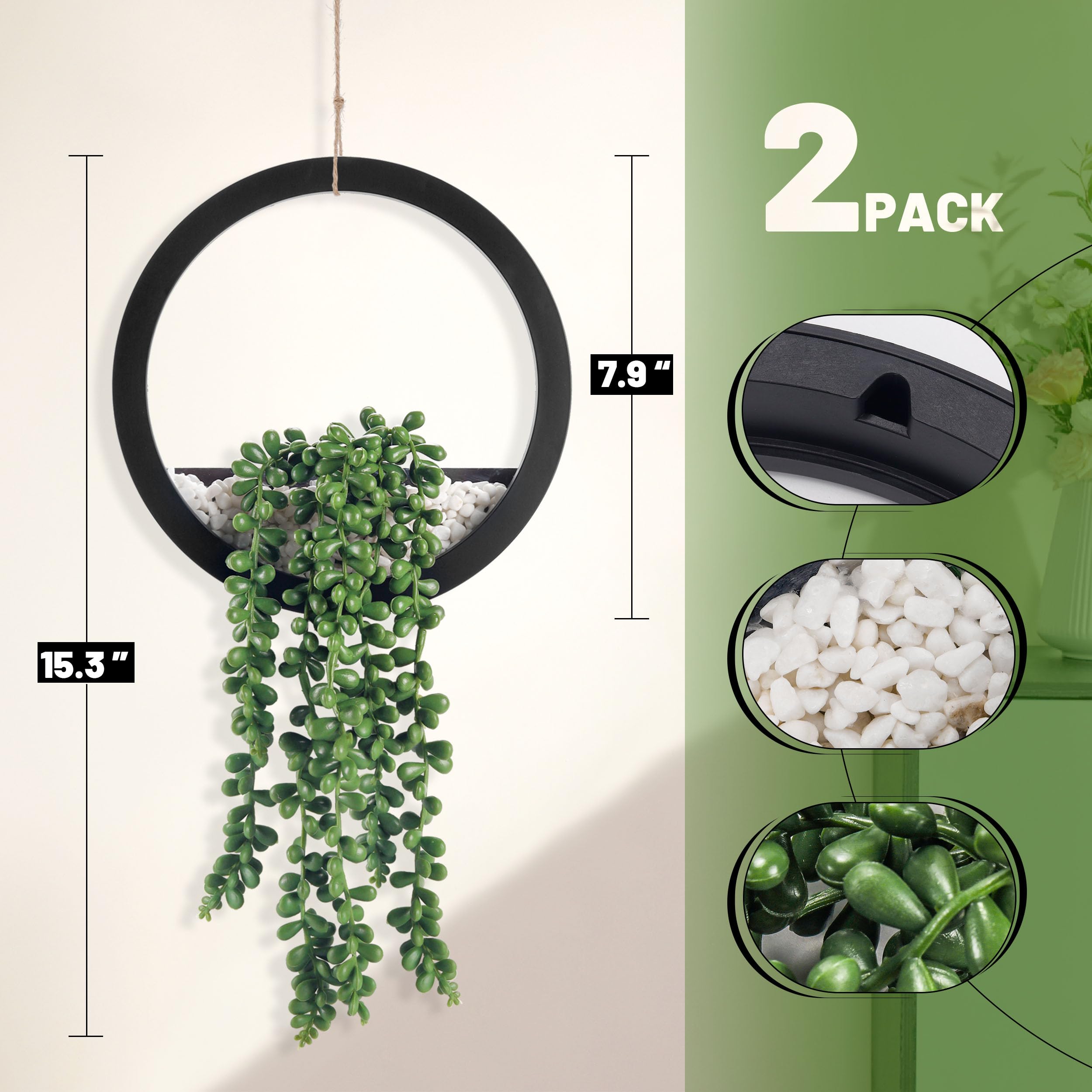 Flexoria Artificial Hanging Succulents – Boho Wall & Room Decor