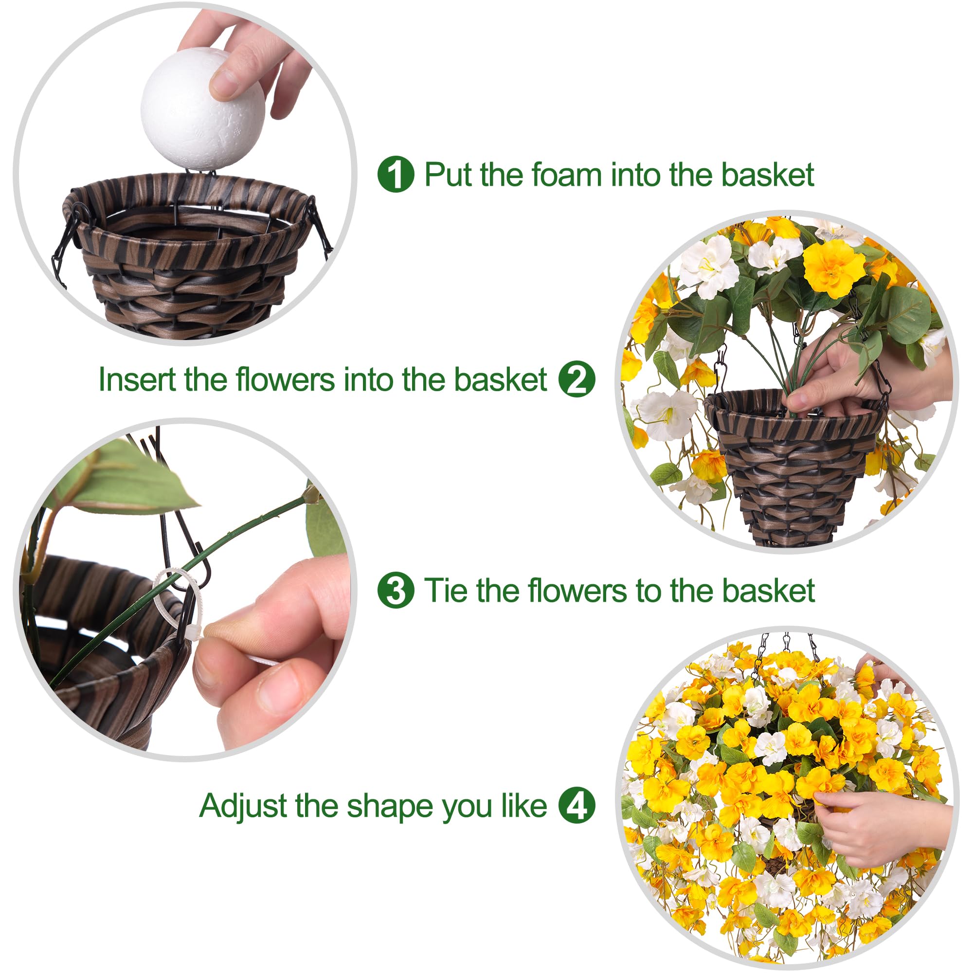 Flexoria Artificial Hanging Plants – UV Resistant Faux Flowers