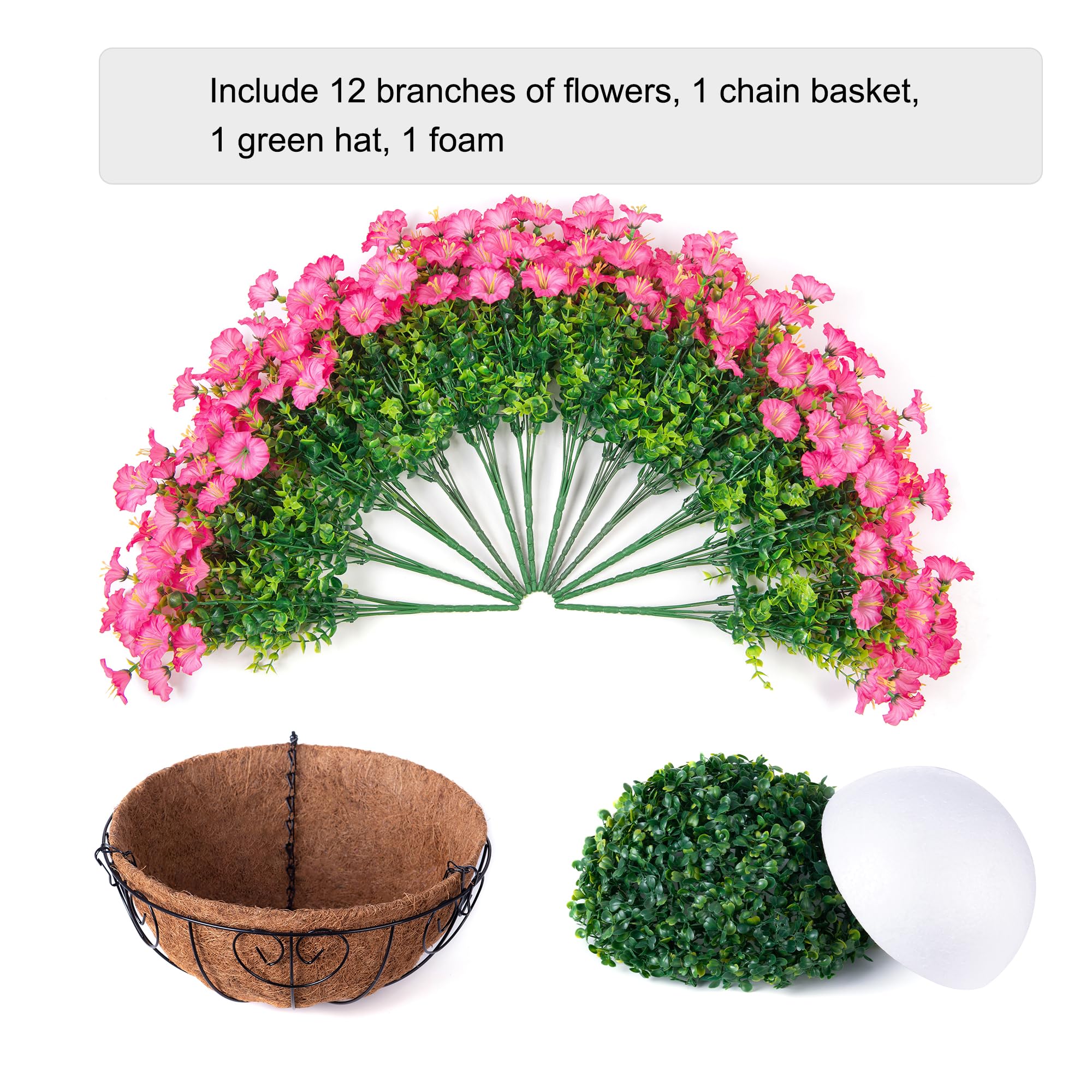 Flexoria Hanging Flower Basket – Faux Morning Glory for Outdoor Decor