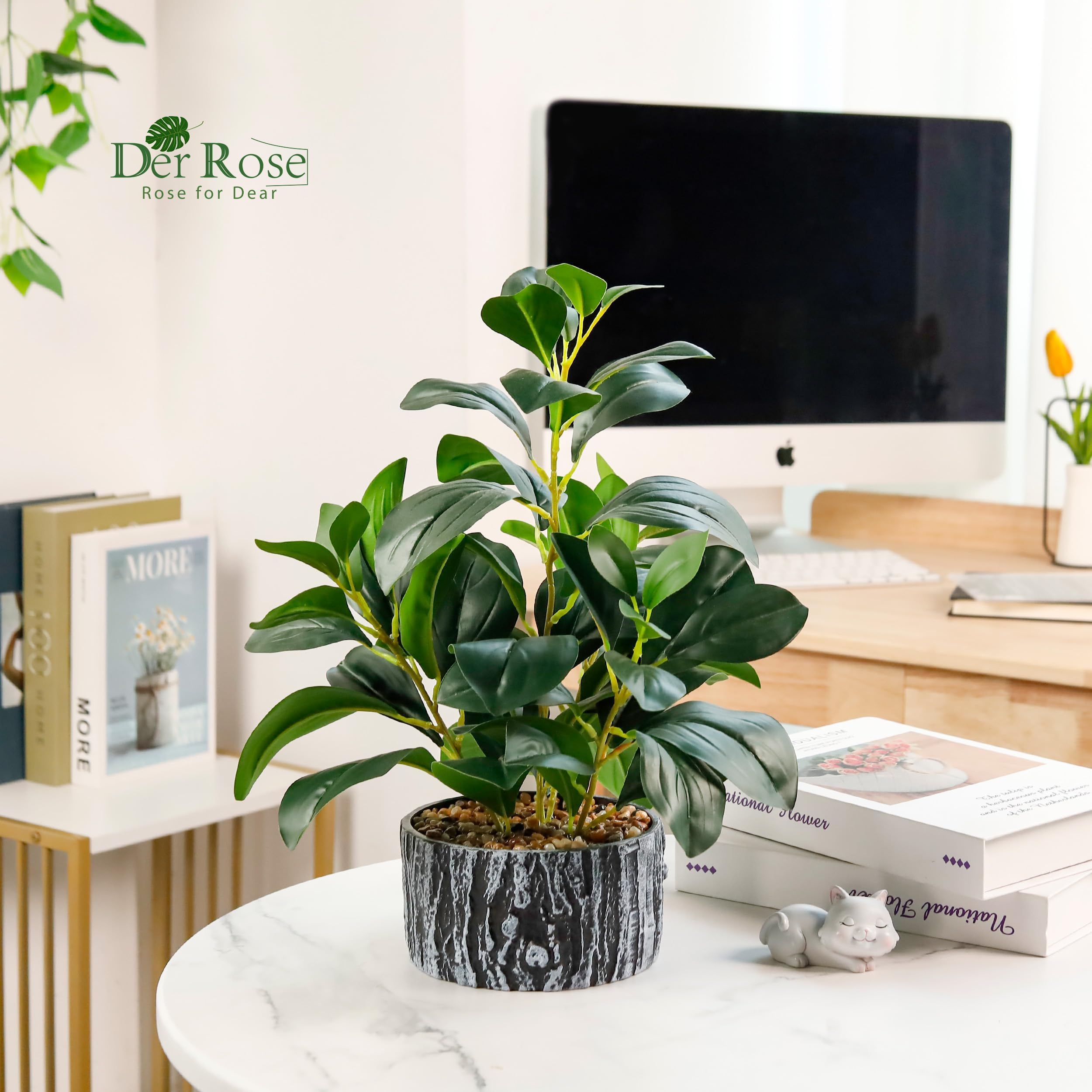 Flexoria Artificial Potted Plants – Striped Pots for Home Decor
