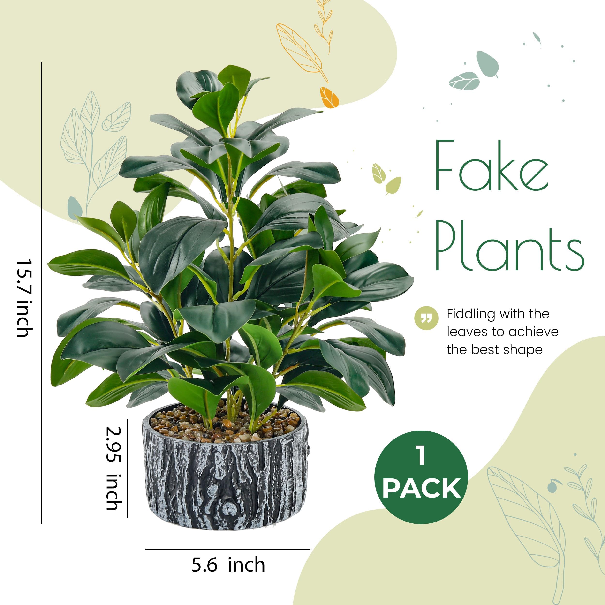 Flexoria Artificial Potted Plants – Striped Pots for Home Decor