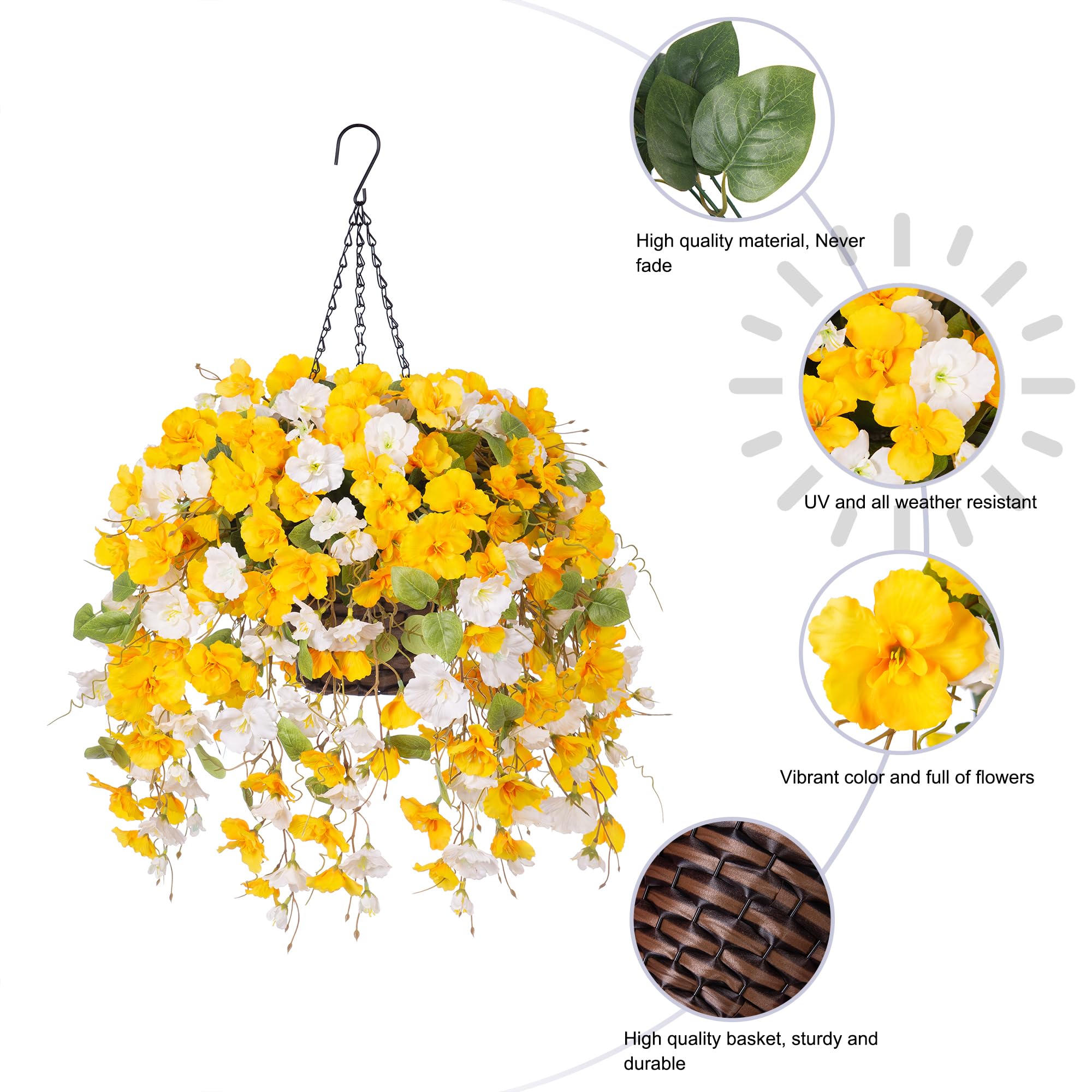 Flexoria Artificial Hanging Plants – UV Resistant Faux Flowers