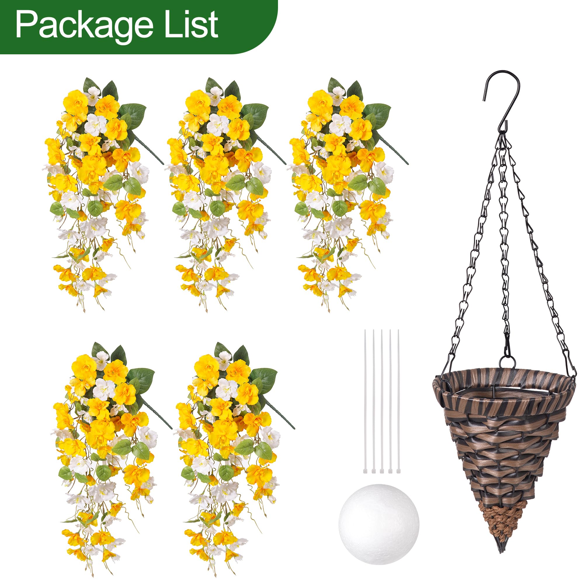 Flexoria Artificial Hanging Plants – UV Resistant Faux Flowers