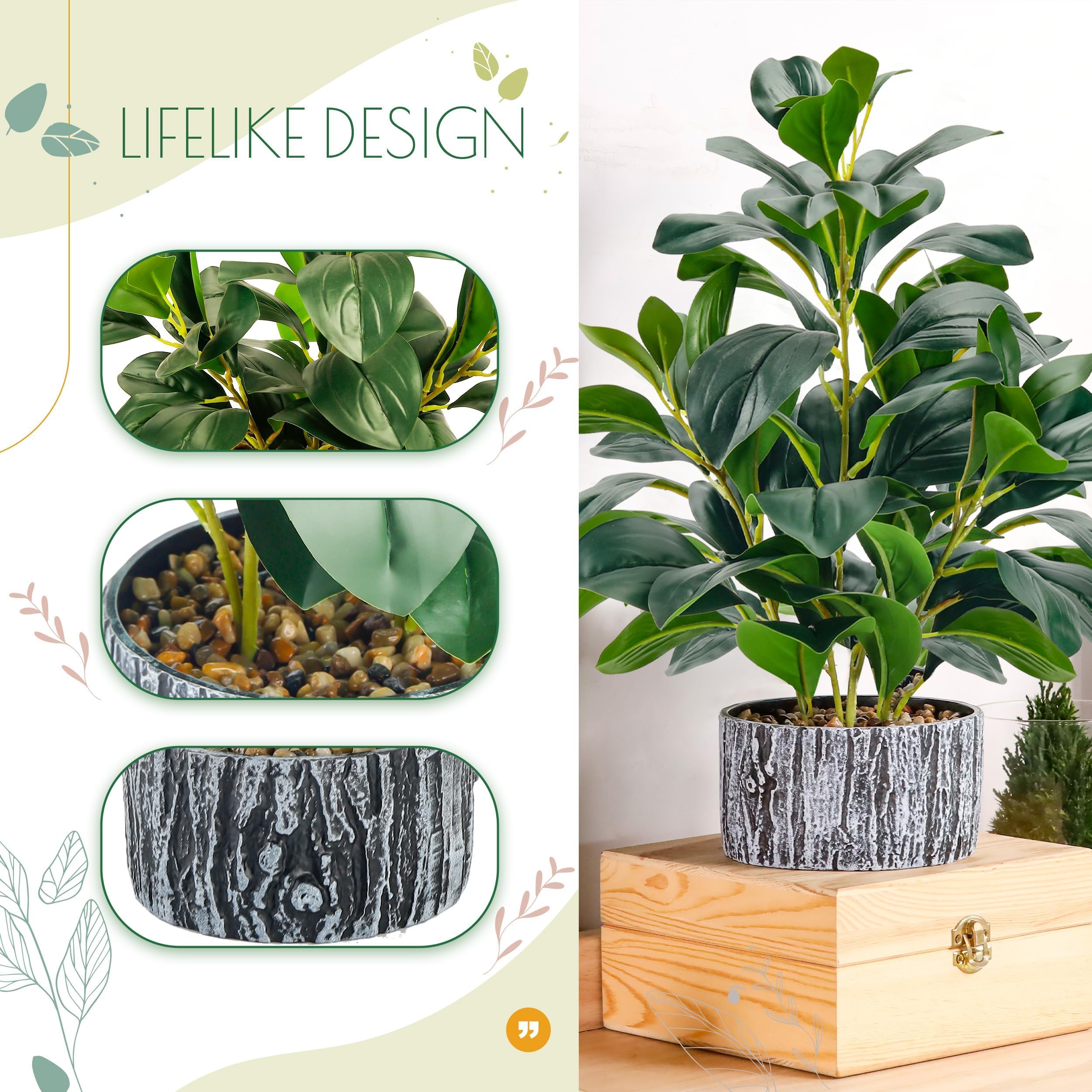 Flexoria Artificial Potted Plants – Striped Pots for Home Decor